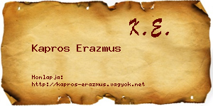 Kapros Erazmus névjegykártya